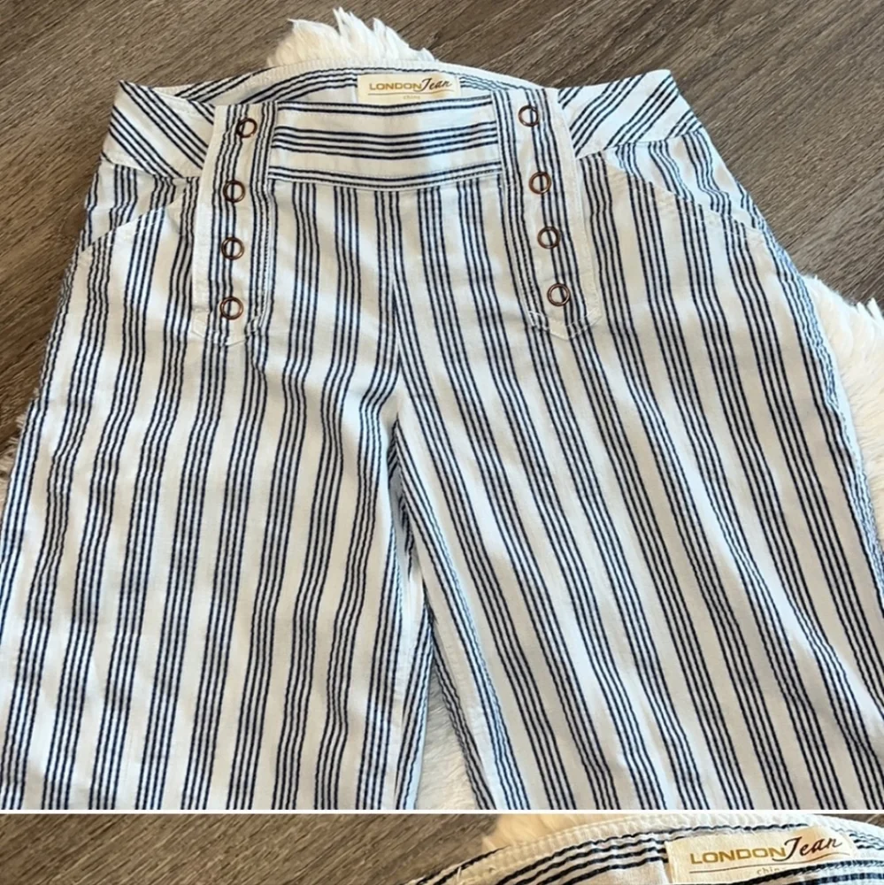 Londen Chino Low Rise Striped Pants Size 8 - Picture 3 of 4